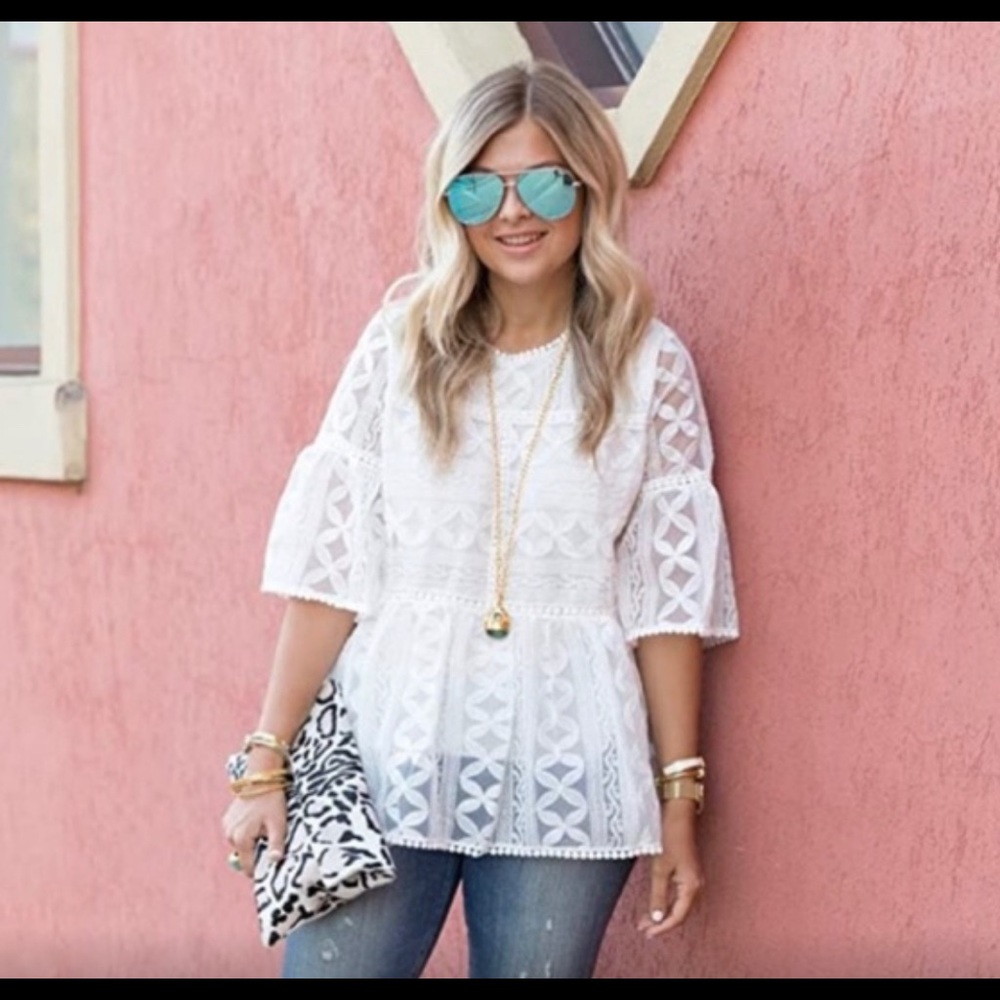 Chicwish White lace blouse Size S/M